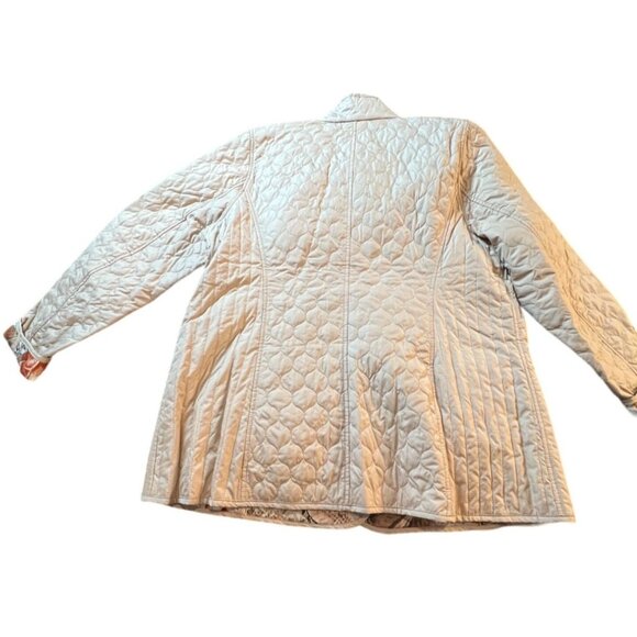 Dennis Basso Quilted Reversible Jacket Floral Beige Size Large Cottage Core - Picture 6 of 8